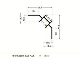 Profil UNI-TILE12 90°/ C PLUS stříbrný elox