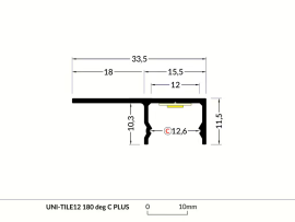 Profil UNI-TILE12 180°/ C PLUS stříbrný elox